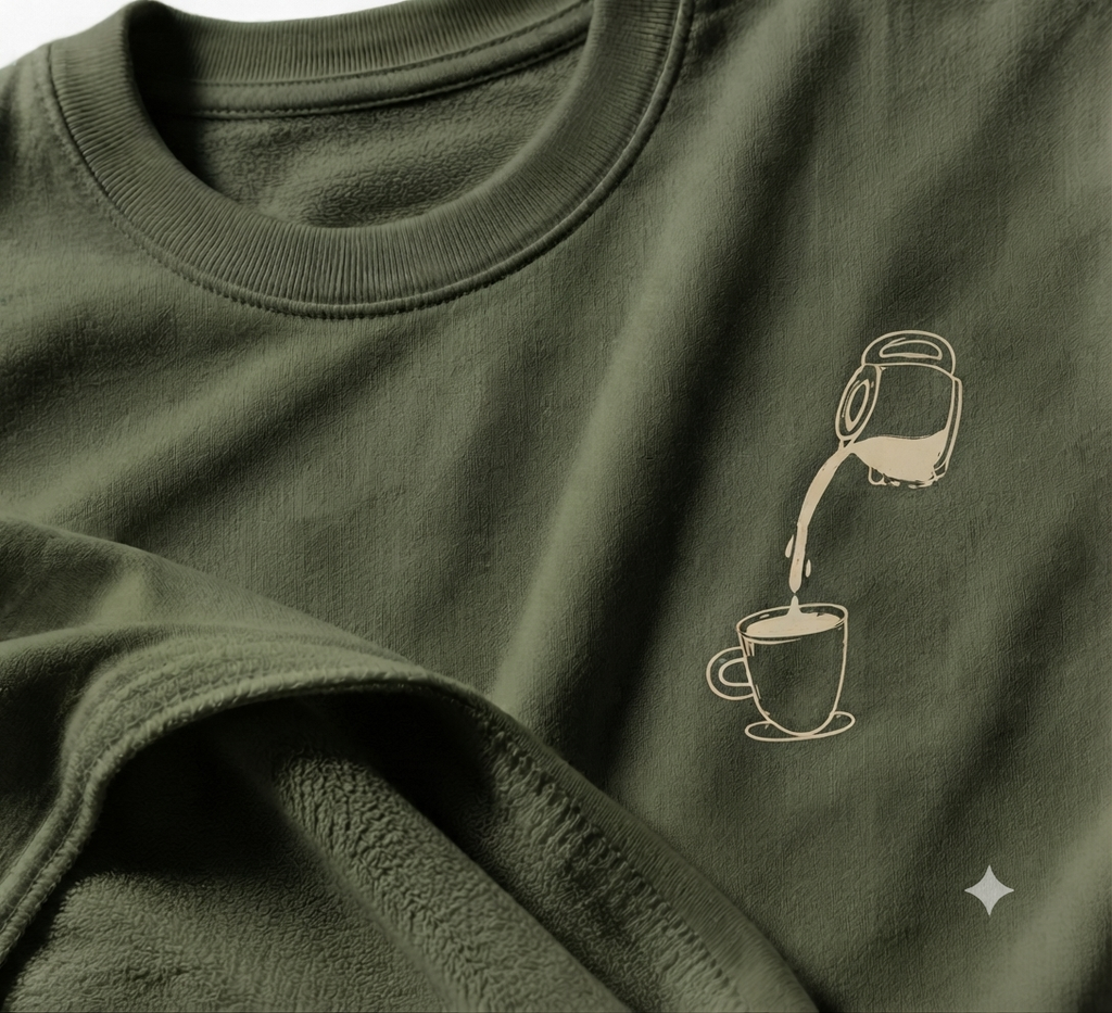 VAYUQ Premium Arabica Oversized Unisex T Shirt, Olive Green