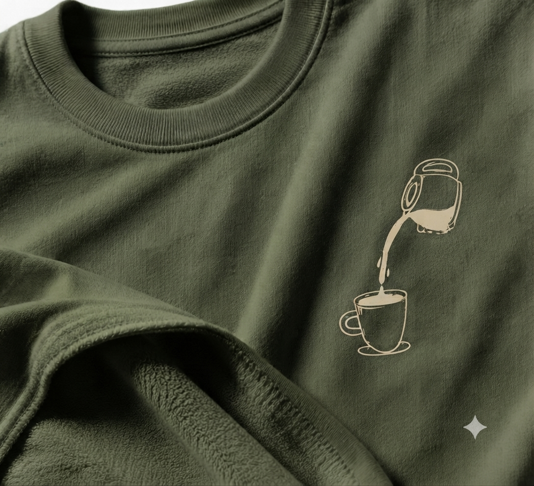 VAYUQ Premium Arabica Oversized Unisex T Shirt, Olive Green