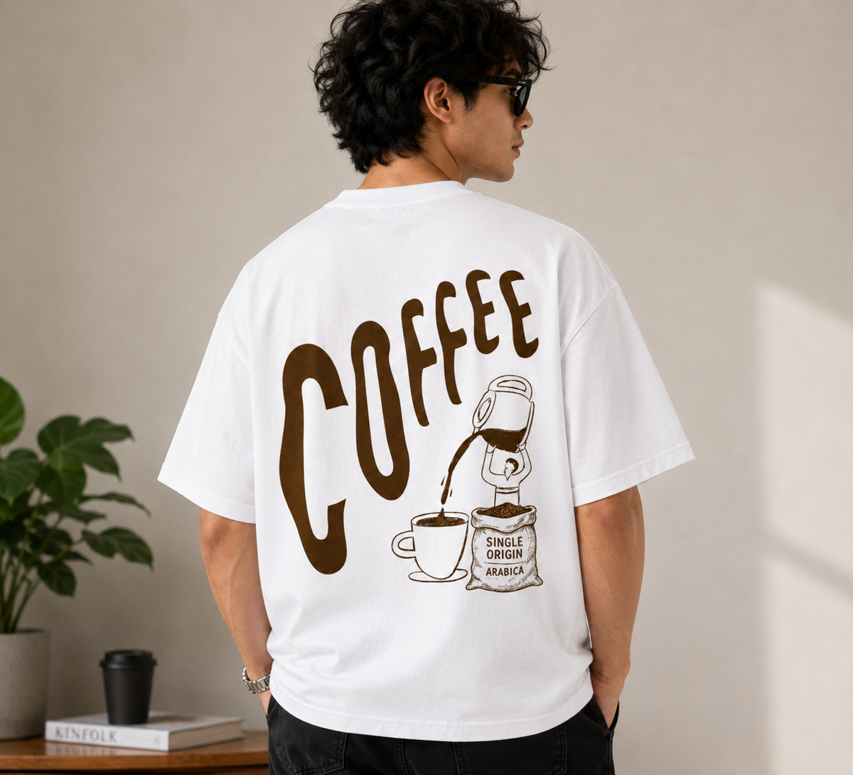 VAYUQ Premium Arabica Oversized Unisex T Shirt, White