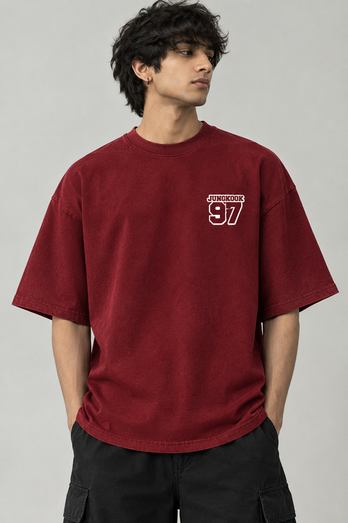 JUNGKOOK BTS !! Oversized T-Shirt – Premium CramineMaroon BTS Graphic Tee  | Unisex Streetwear