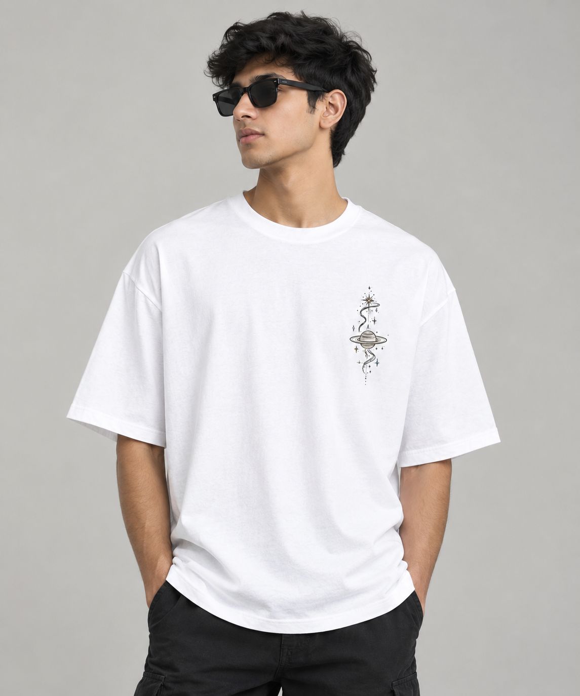 VAYUQ Cosmic Orbit Oversized T-Shirt. White