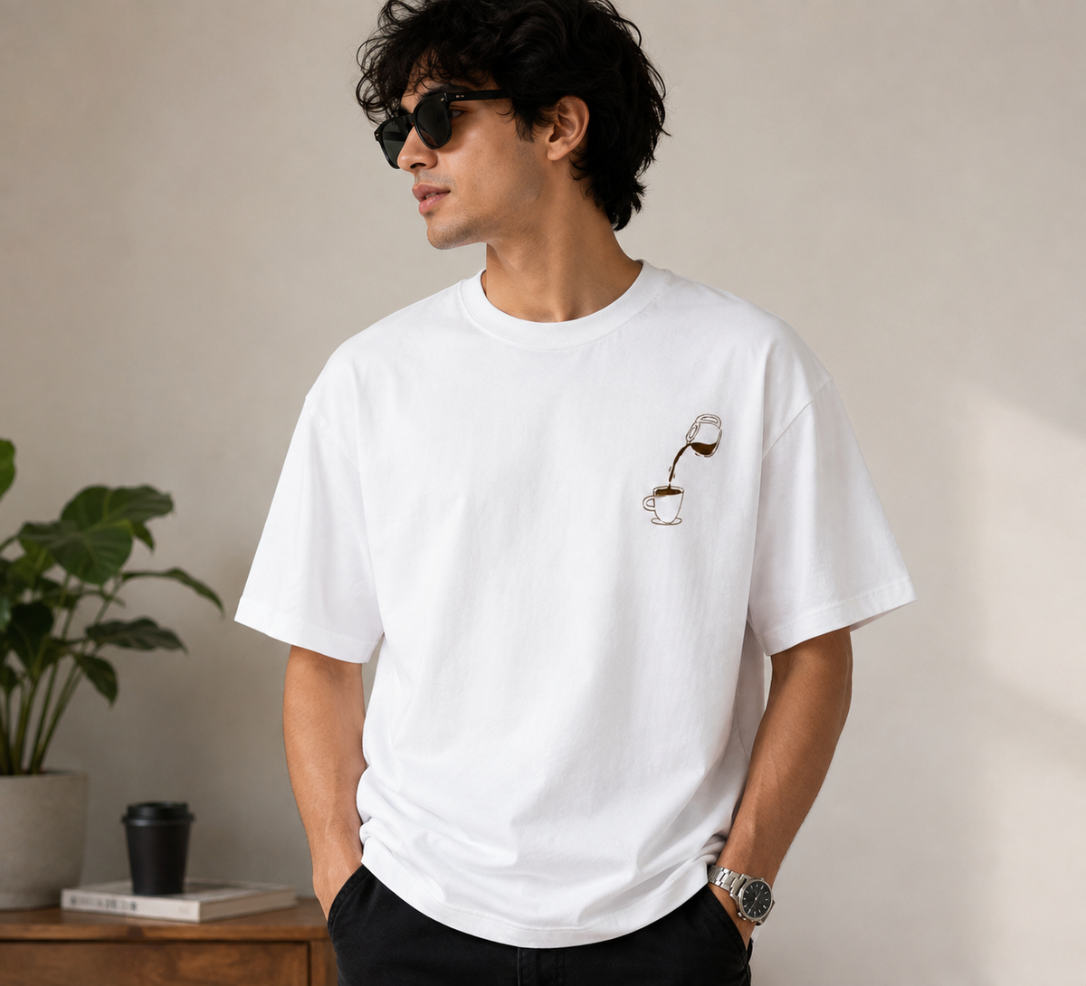 VAYUQ Premium Arabica Oversized Unisex T Shirt, White