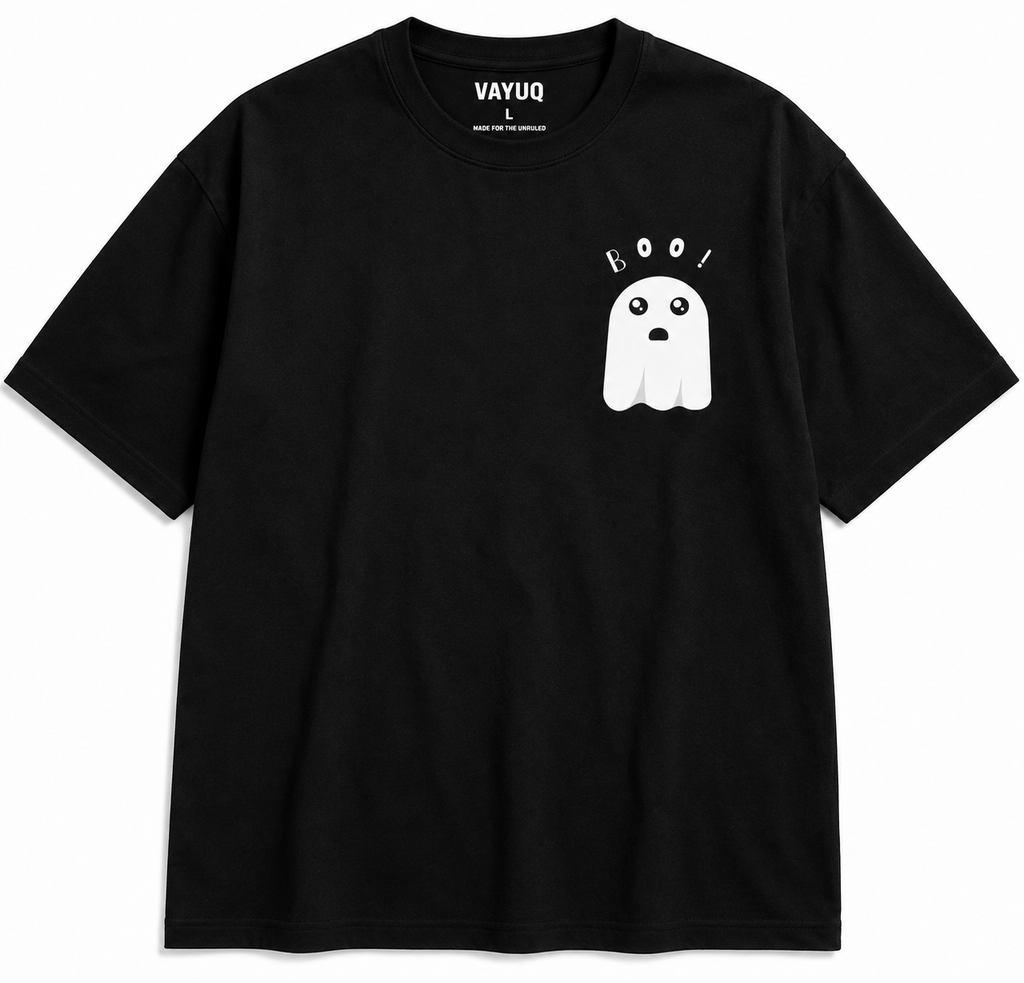 VAYUQ BOO! Premium Oversized T-Shirt Unisex T Shirt, Black
